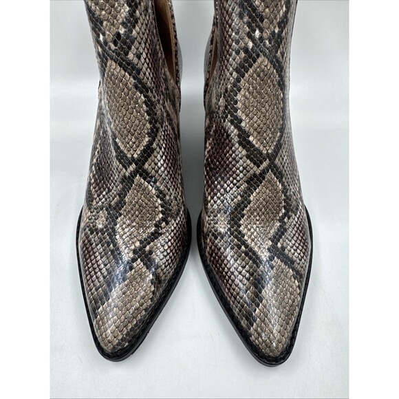 Jeffrey Campbell Tan, Black & White Multicolor Snake Animal Print Boots Rella 9 - Picture 3 of 16